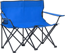 vidaXL 2-seters campingstol sammenleggbar stål og stoff blå