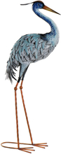 Tuin decoratie dieren/vogel beeld - Metaal - Reiger staand - 33 x 85 cm - buiten - blauw