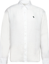 Anf Mens Wovens Tops Shirts Linen Shirts White Abercrombie & Fitch