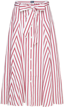 Striped Cotton A-Line Skirt Knälång Kjol Red Polo Ralph Lauren
