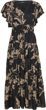 Floral Cotton Voile Tiered Maxidress Maxiklänning Festklänning Black Lauren Ralph Lauren