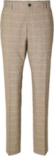 Slhslim-Oasis Sand Check Trs Bottoms Trousers Formal Beige Selected Homme