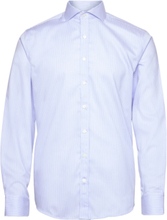 Reg Fit Cut Away Non Iron Banker Stripe Designers Shirts Business Blue Oscar Jacobson