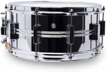 Pearl DuoLuxe Chrome-over-Brass 14"x6.5" Snare Drum with twin Nicotine White Marine Pearl (#405) Inlays