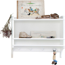 Barnbokhylla med krokar vit, Oliver Furniture