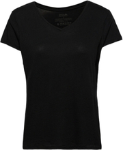 Women's Modal V-Neck T-Shirt 1-Pack Sport T-shirts & Tops Short-sleeved Black Danish Endurance