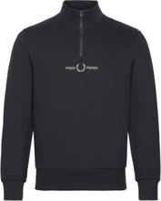 Raised Graphic Half Zip Sweats Tops Sweatshirts & Hoodies Sweatshirts Black Fred Perry