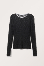 Contrast Lace Long Sleeve Top - Black