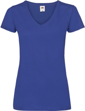 Basic V-hals katoenen t-shirt kobalt blauw voor dames