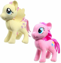 Set van 2x Pluche My Little Pony speelgoed knuffels Fluttershy en Pinkie pie 13 cm