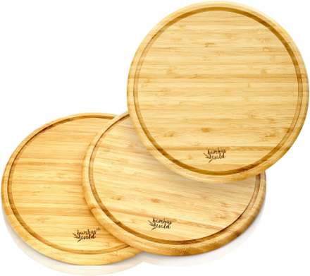 3-delars-set frukostbrickor av bambu runda 25 x 1,6 x cm (ØxH) lättskötta