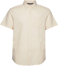 Ss Cttn Textured Dob Tops Shirts Short-sleeved Cream Original Penguin
