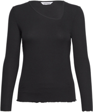 Srfenja Asymmetrical Top Tops T-shirts & Tops Long-sleeved Black Soft Rebels
