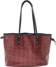 MCM Metallic Red Visetos Coated Canvas Project Reversible Shopper Tote
