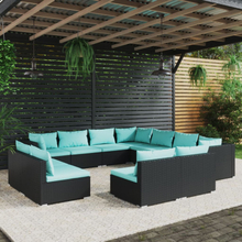 vidaXL Loungegrupp för trädgården med dynor 11delar konstrotting svart