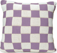 "C/C 50X50 Knitted Check Purple Home Textiles Cushions & Blankets Cushion Covers Purple Ceannis"