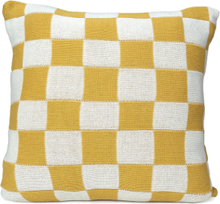 "C/C 50X50 Knitted Check Yellow Home Textiles Cushions & Blankets Cushion Covers Yellow Ceannis"
