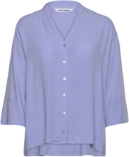 Srpansy Wide Shirt Tops Blouses Long-sleeved Blue Soft Rebels