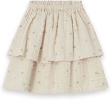 Seersucker Skirt Dresses & Skirts Skirts Midi Skirts Beige Garbo&Friends