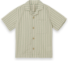 Seersucker Short Sleeve Shirt Tops Shirts Short-sleeved Shirts Green Garbo&Friends