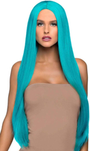 Long Straight Center Part Wig Turquoise Parukk