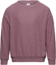 Top Cosy Wide Rib Pleat At Sle Tops T-shirts Long-sleeved T-Skjorte Purple Lindex