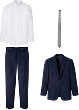Dress (4-delt sett): Blazer, bukse, skjorte, slips