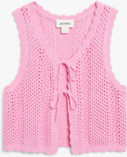 Cropped buttoned knit vest - Pink