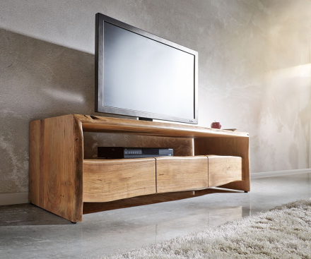 DELIFE TV-meubel Live-Edge 145 cm acacia natuur vak 3 lades