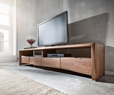 DELIFE TV-meubel Live-Edge 230 cm acacia massief bruin 4 lades