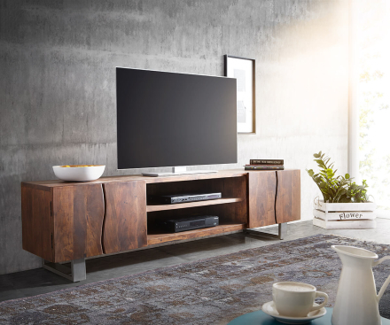 DELIFE TV-meubel Live-Edge 200 cm acacia bruin 4 deuren 2 compartimenten