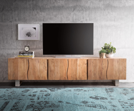 DELIFE TV-meubel Live-Edge 220 cm massief acacia natuur 6 deuren