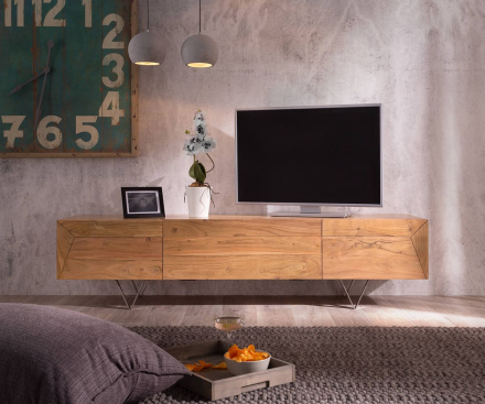 DELIFE Designer-tv-meubel Wyatt 175 cm acacia natuur 2 deuren 1 klep