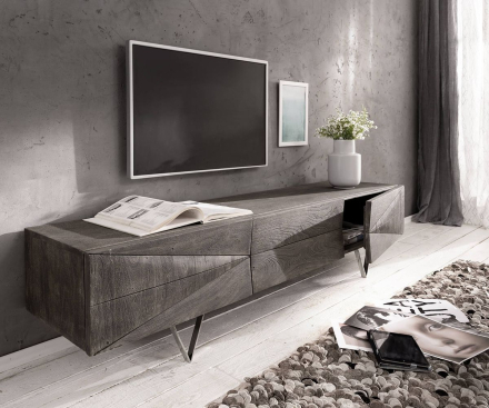 DELIFE Tv-meubel Wyatt 175 cm acacia platina 1 Klep