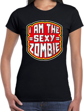 Halloween sexy zombie verkleed t-shirt zwart voor dames