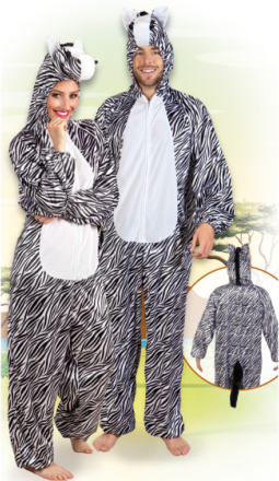Zebradräkt i Plysch med Huva för Vuxna
