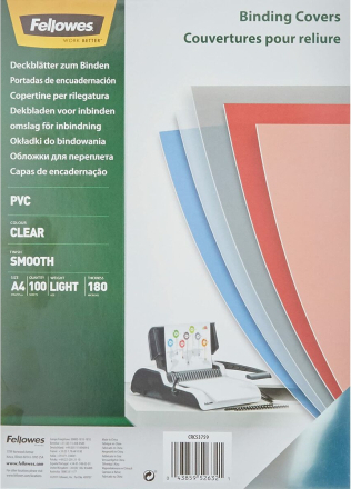 Bindande omslag Fellowes 5375901 100 antal Transparent A4 PVC