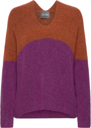 Mmthora V-Neck Block Knit Tops Knitwear Jumpers Purple MOS MOSH