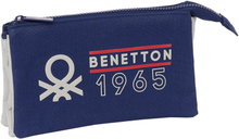 Tredubbel Carry-all Benetton Varsity Grå Marinblå 22 x 12 x 3 cm