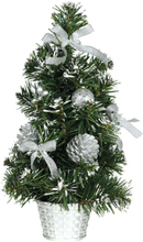 Lite Juletre med Sølvfargede Dekorasjoner 30 cm