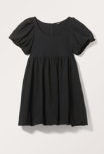 Puffy Short Sleeve Dress - Black