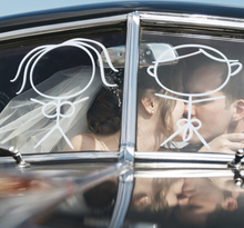 Bruiloft stickers man en vrouw silhouette