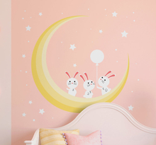 Sticker babykamer konijnen maan