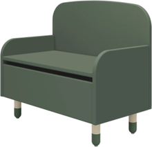 Storage Bench With Back Rest Home Kids Decor Furniture Storage Boxes Grønn FLEXA*Betinget Tilbud