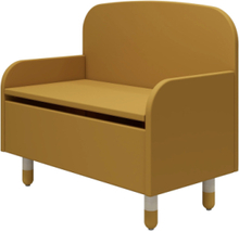 Storage Bench With Back Rest Home Kids Decor Furniture Storage Boxes Gul FLEXA*Betinget Tilbud