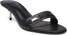 Leather Sandals With Metallic Heel Sandal Med Hæl Black Mango