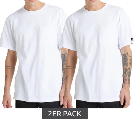 2er Pack Dickies Basic Herren T-Shirt Baumwoll-Shirt Arbeits-Shirt Cool&Dry Grammatur 250 g/m² PKGS407WH Weiß