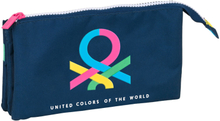 Tredubbel Carry-all Benetton Corazones Multicolour Marinblå 22 x 12 x 3 cm