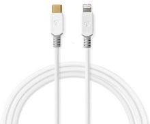 Nedis Lightning Kabel | USB 2.0 | Apple Lightning, 8-stifts | USB-C- Hane | 480 Mbps | Guldplaterad | 2.00 m | Rund | PVC | Vit | Kartong med fönster