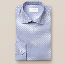 Eton Contemporary fit Blå poplinskjorta med blocktryck